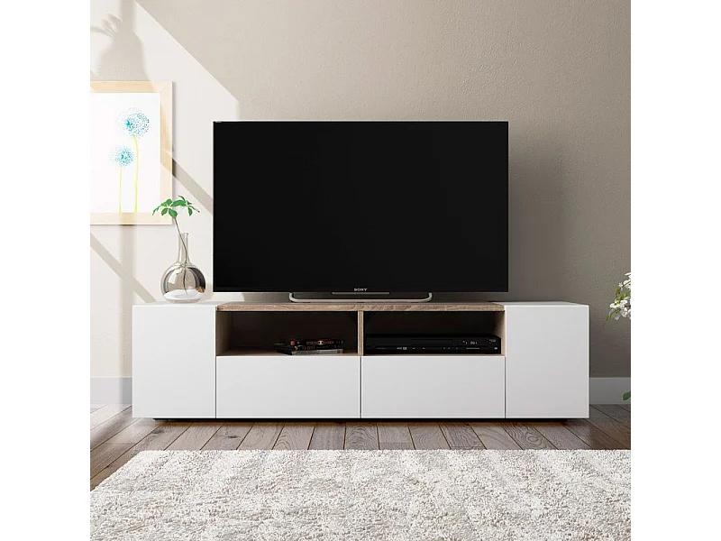 Tv-meubel met 4 deuren en 2 opbergvakken Tamiko - L138 cm