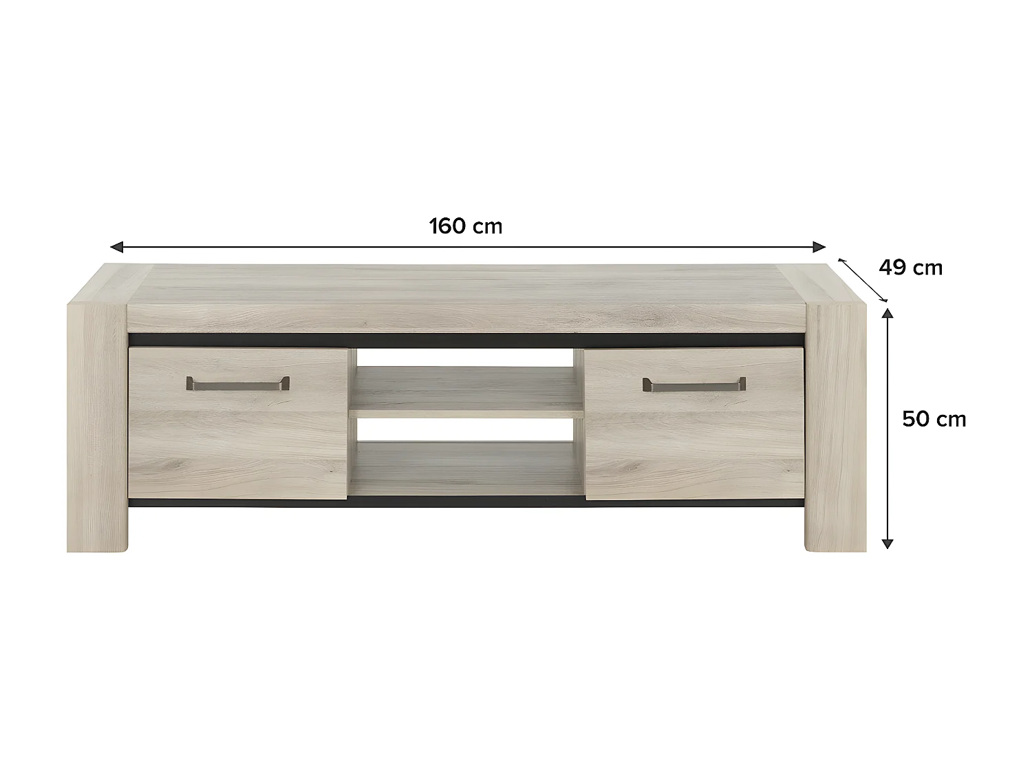 Meuble Tv Couleur chêne 2 portes - Fabrication Française