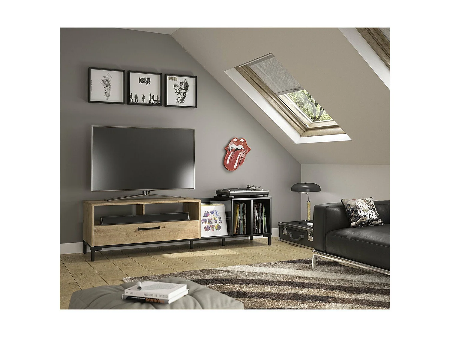 Meuble TV ARGUIN avec rangements L190 cm - Fabrication Française