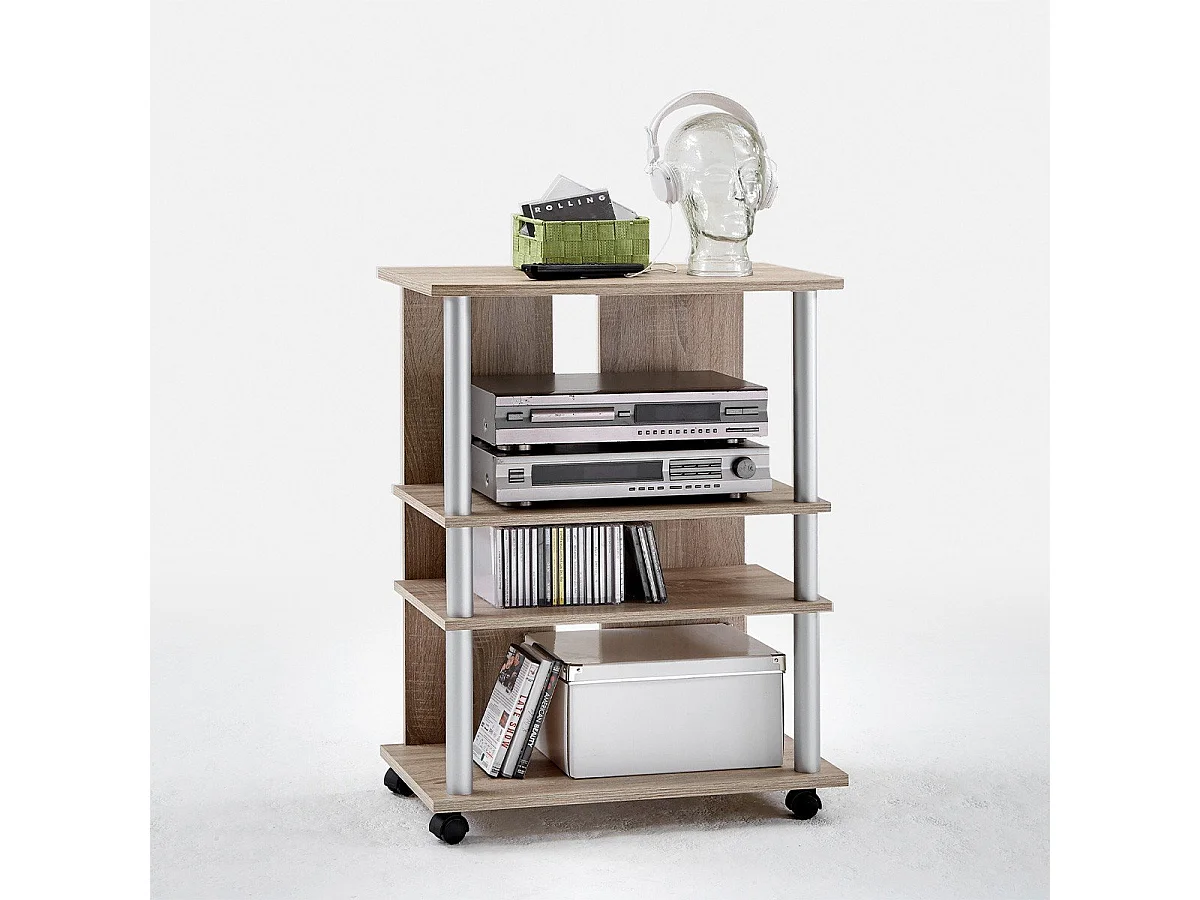 Meuble TV 4 Plateaux sur Roulettes - Variant