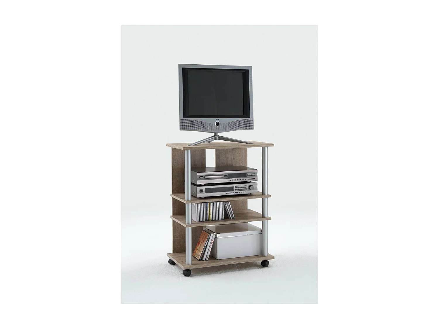 Meuble TV 4 Plateaux sur Roulettes - Variant