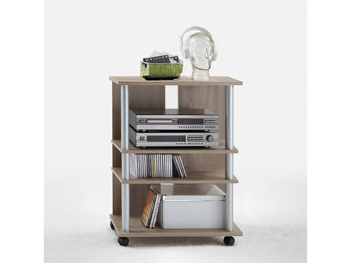 Meuble TV 4 Plateaux sur Roulettes - Variant