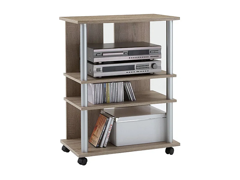 Meuble TV 4 Plateaux sur Roulettes - Variant