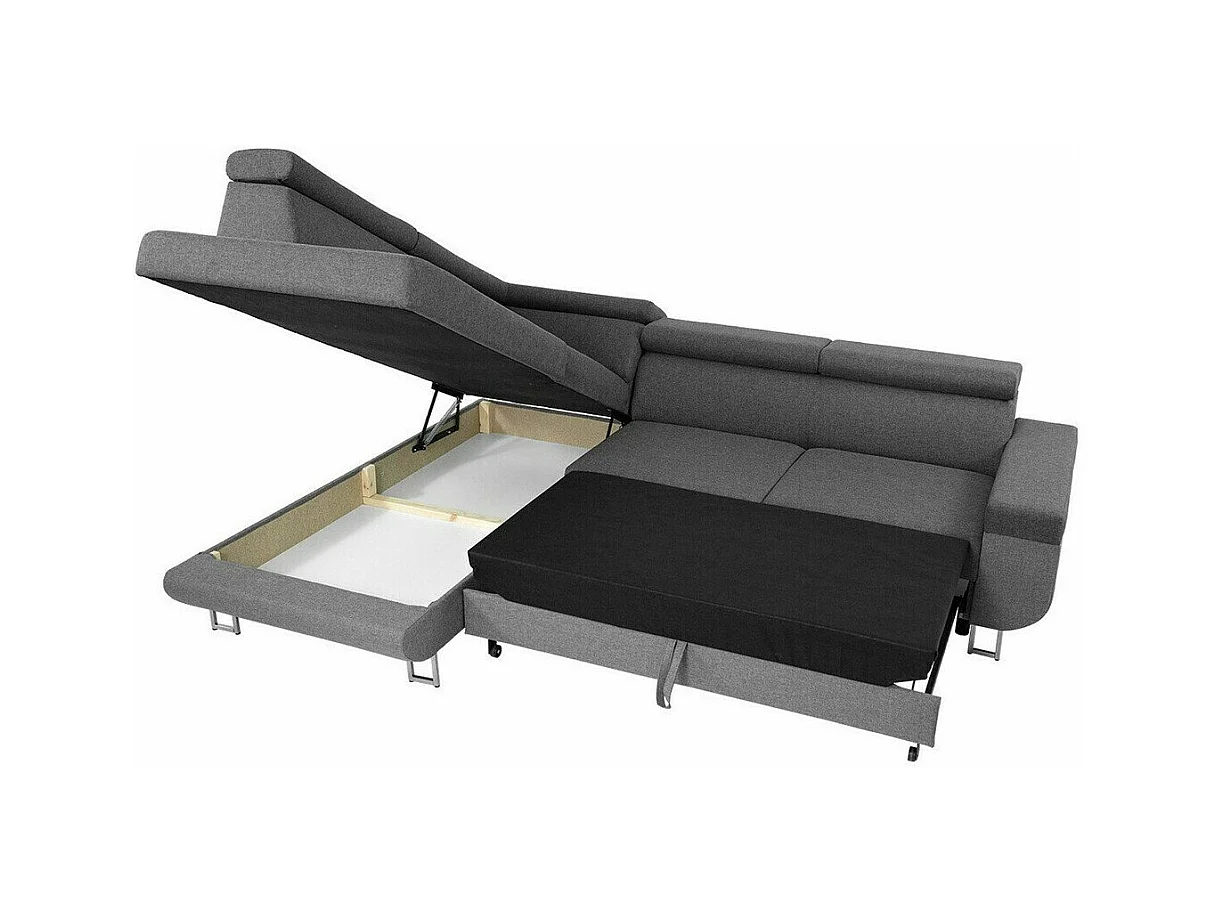 Ecksofa mit Schlaffunktion und Bettkasten - 253x188x71-86 cm - Poso 05 - Seite: Links - Fonti Cord