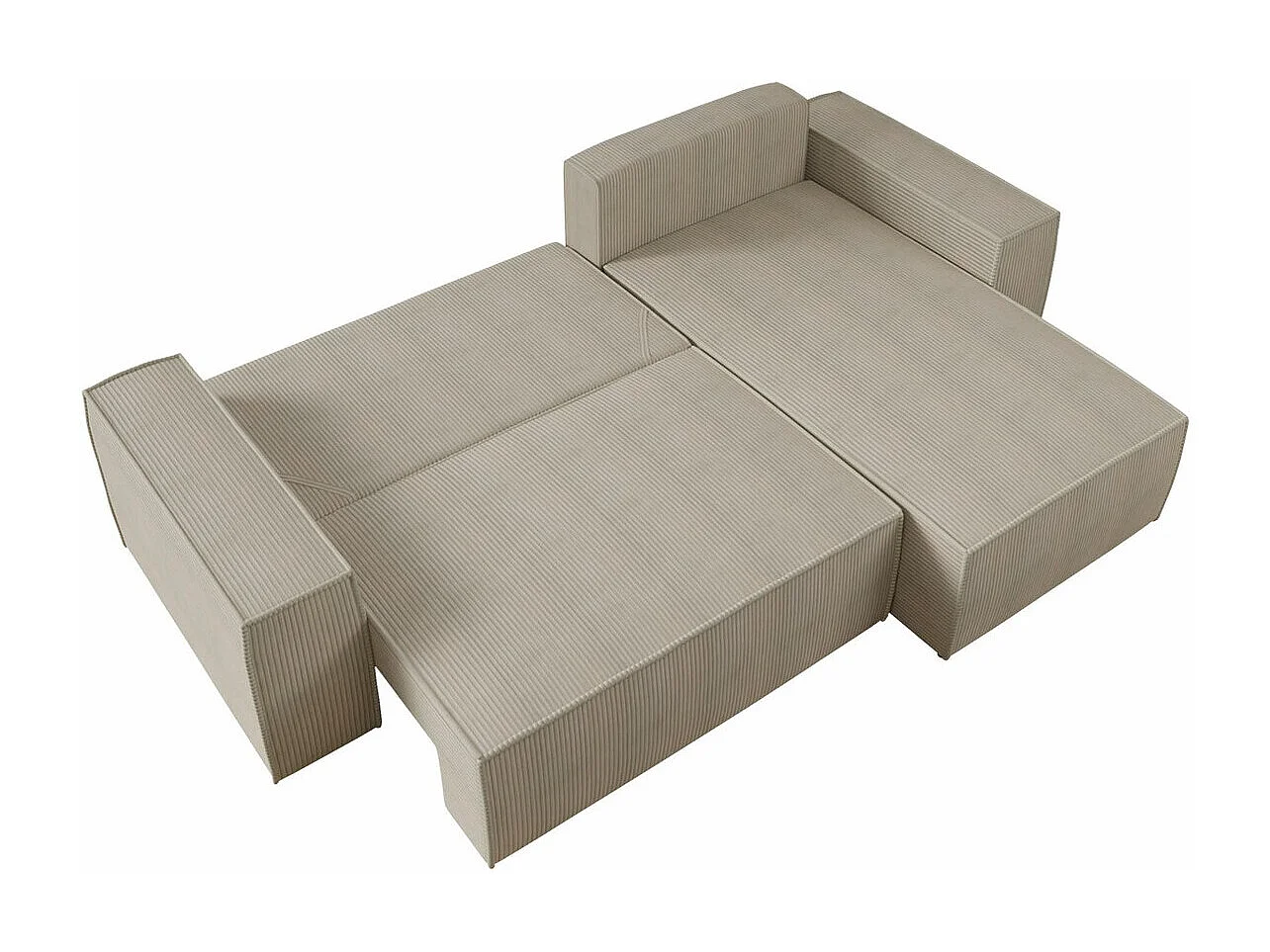 Canapé d'angle Clovis 108, Brun clair, Fonction de couchage, Boîte de literie, 279x174cm