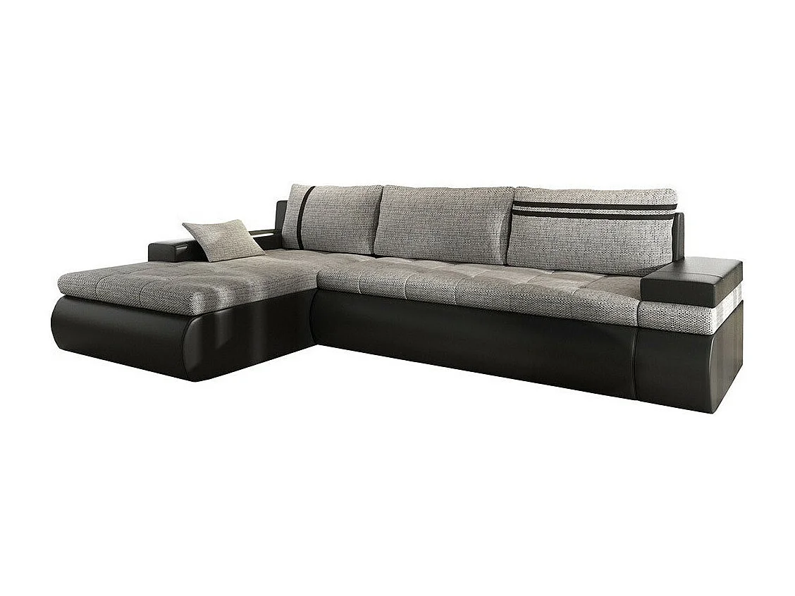 Sofá de canto Temple 100, Cinzento, Funcionalidade de dormir