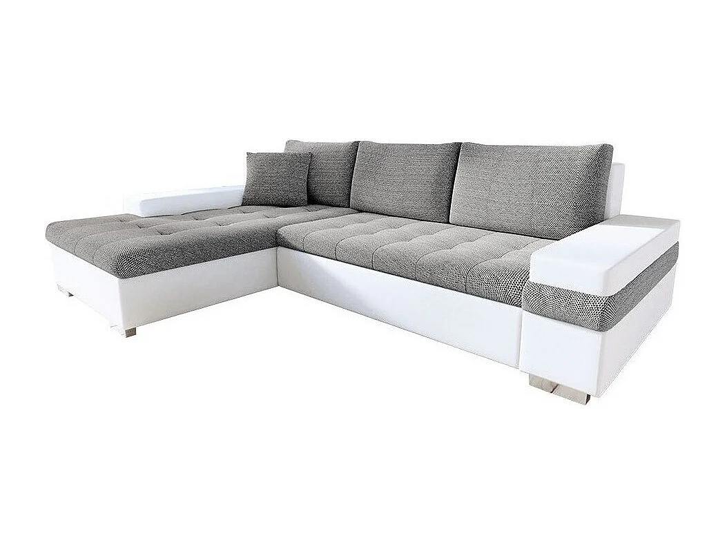 Canapé d'angle Comfivo 121, Gris, Fonction de couchage, Boîte de literie, 274x182x83cm
