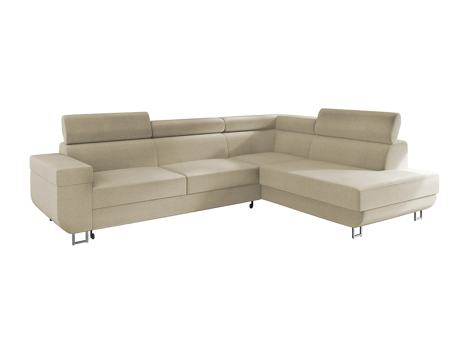 Canapé d'angle convertible 3 places en tissu brun 253x188x71 cm