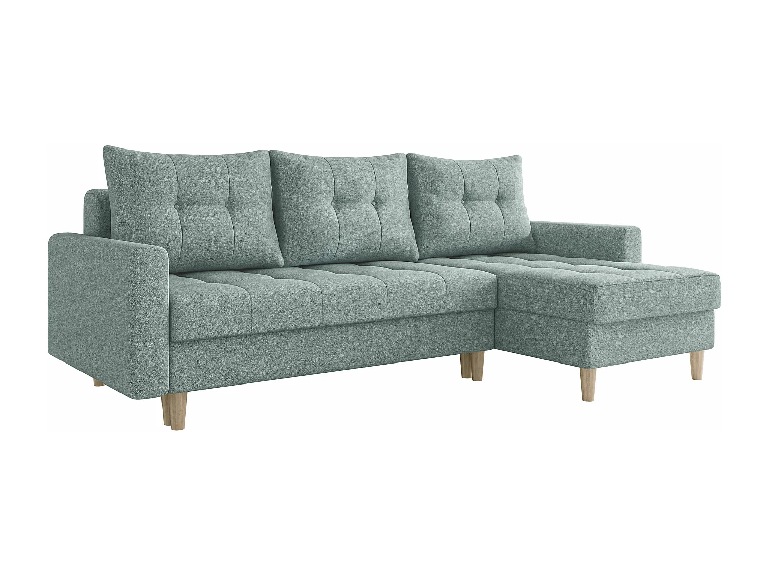 Sofá de canto Boulder 100, Turquesa, Funcionalidade de dormir