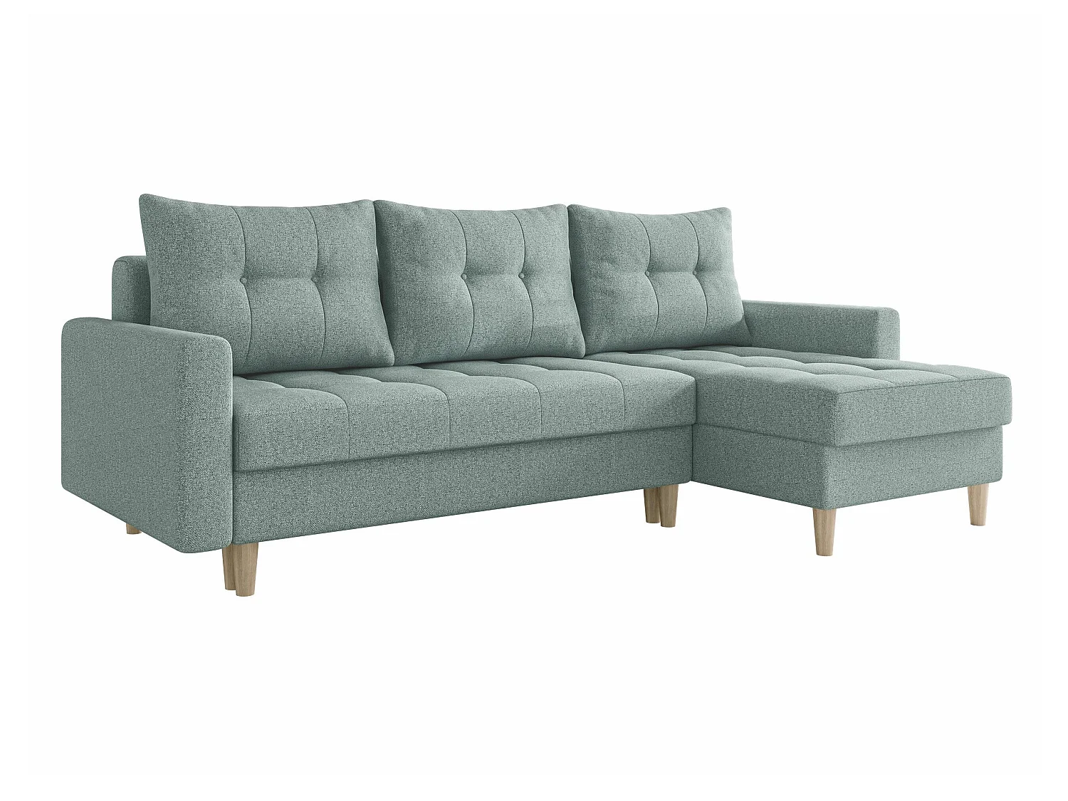 Canapé d'angle convertible 3 places en tissu turquoise BOULDER