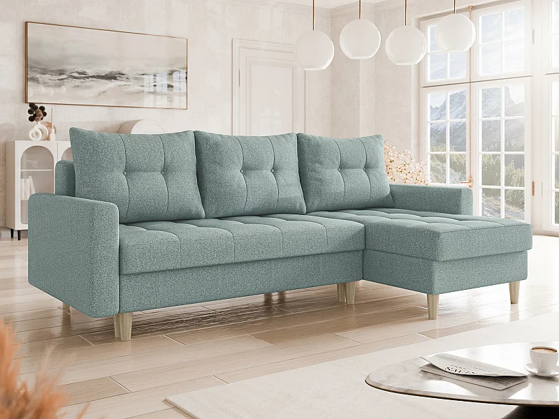 Divano angolare Boulder 100, Turchese, Con, 222x140x90cm