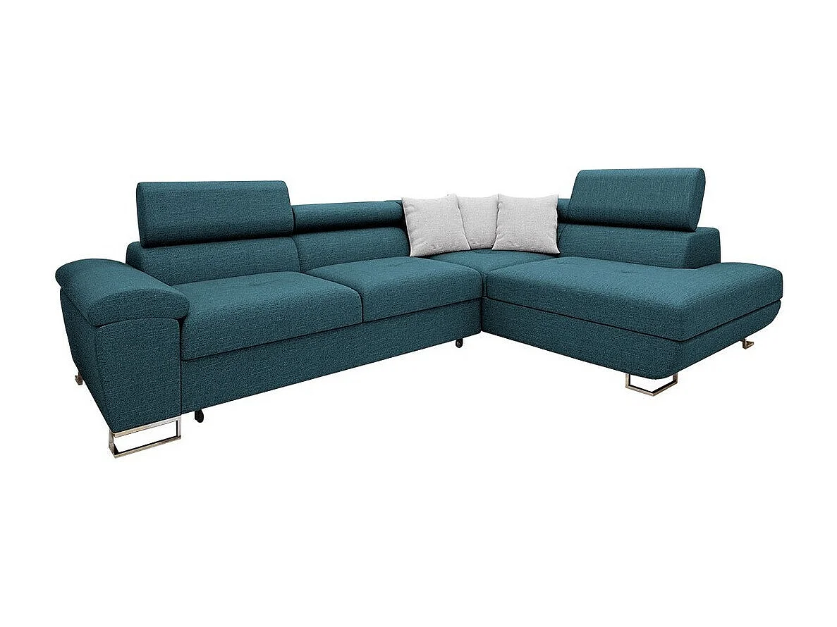 Sofá rinconero Comfivo 290, Turquesa, Función de descanso, Almacenaje, 270x202x71cm