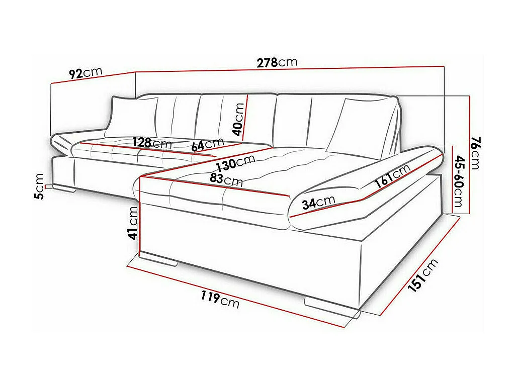 Canapé d'angle Comfivo 219, Gris, 278x161x76cm