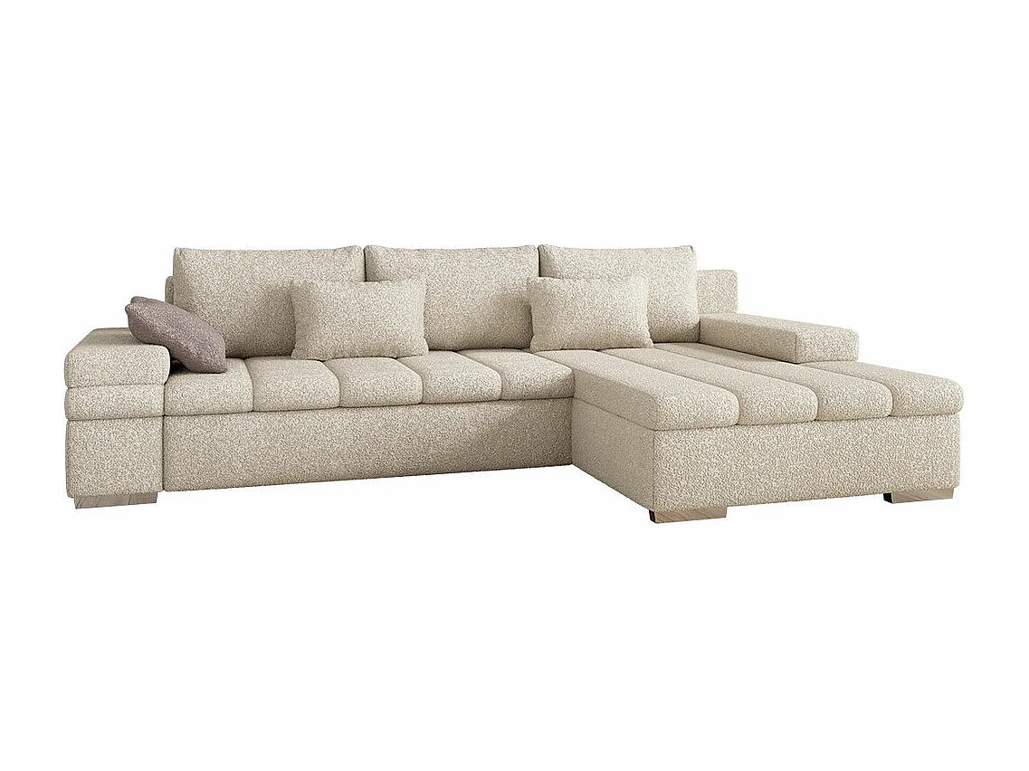 Sofá rinconero Comfivo 169, De color marrón claro, Función de descanso, Almacenaje, 310cm