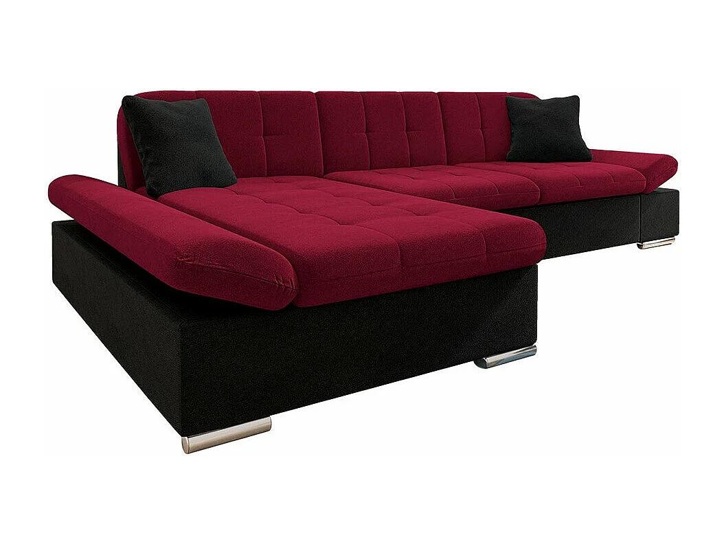 Sofá rinconero Comfivo 152, Rojo, Función de descanso, Almacenaje, 278x161x76cm