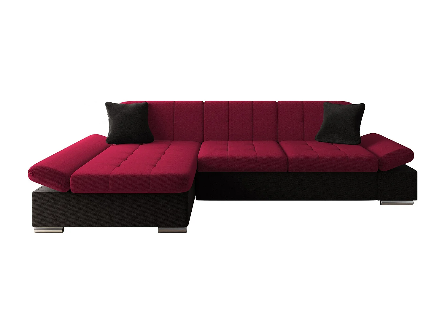 Sofá rinconero Comfivo Sanitas I, Rojo, Función de descanso, Almacenaje, 278x161x76cm