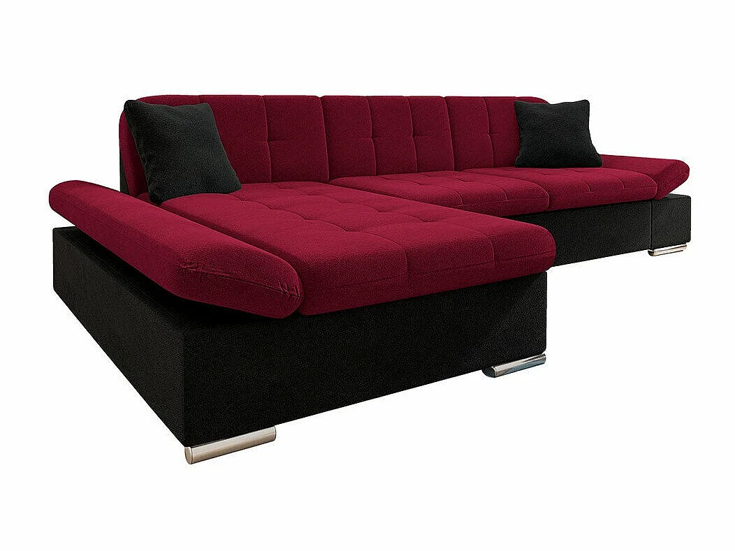 Canapé d'angle convertible 3 places en tissu rouge 278x161x76 cm