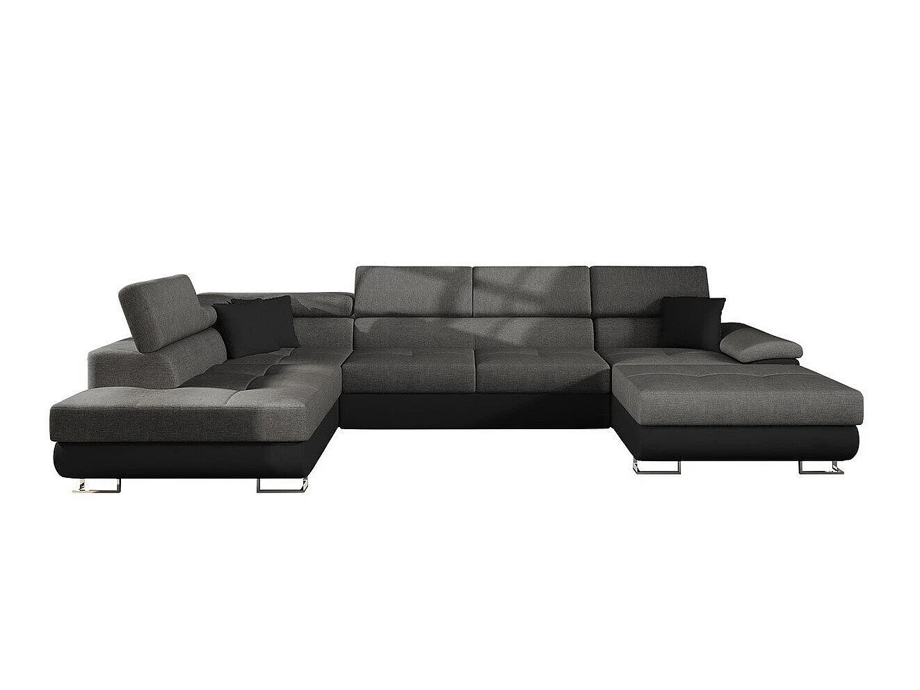 Canapé d'angle convertible 3 places en simili cuir gris