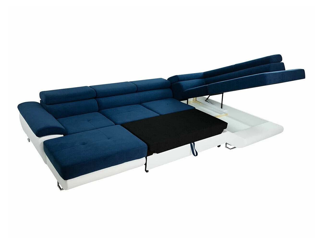 Canapé d'angle convertible 3 places en simili cuir gris