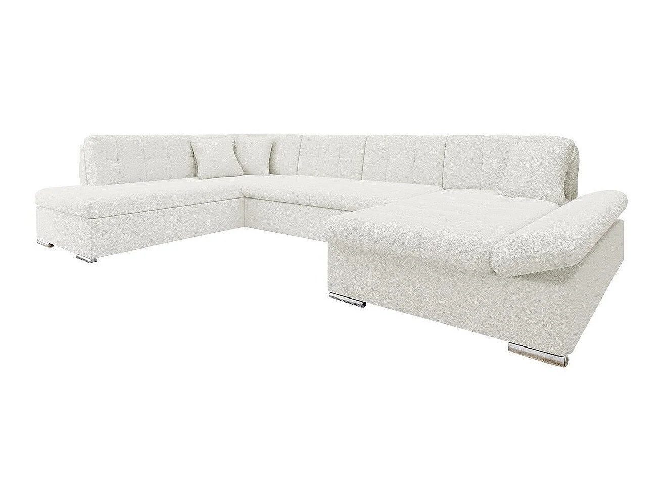 Canapé d'angle convertible 3 places en tissu blanc 345x205x76 cm