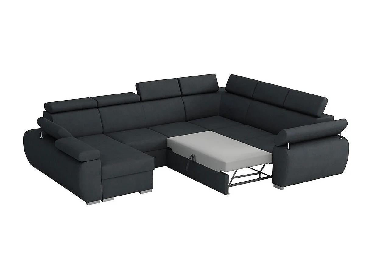 Sofá rinconero Columbus 134, Gris, Función de descanso, Almacenaje, 325x260x85cm