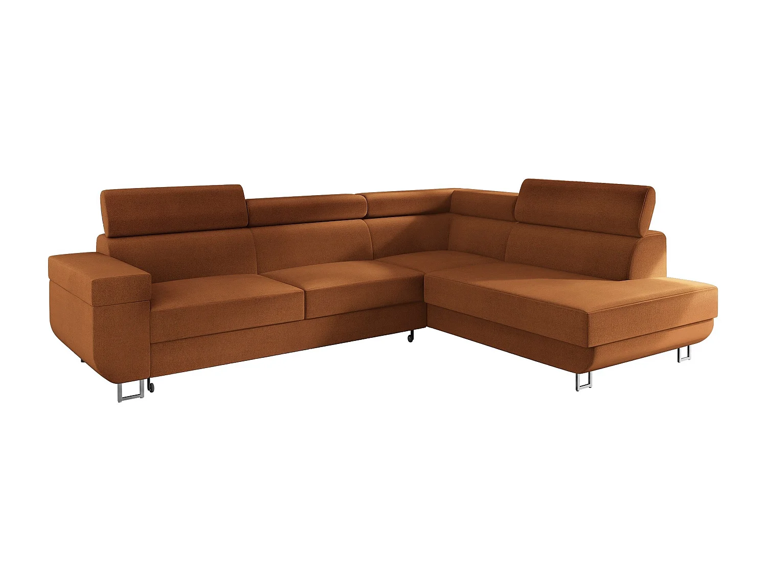 Canapé d'angle Comfivo Liberta, Orange, Fonction de couchage