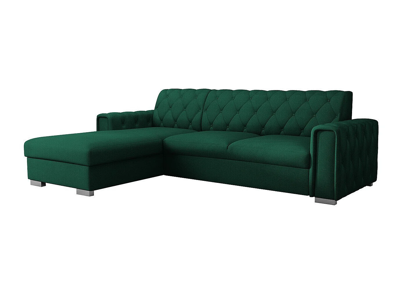 Sofá rinconero Columbus 203, Verde, Función de descanso, Almacenaje