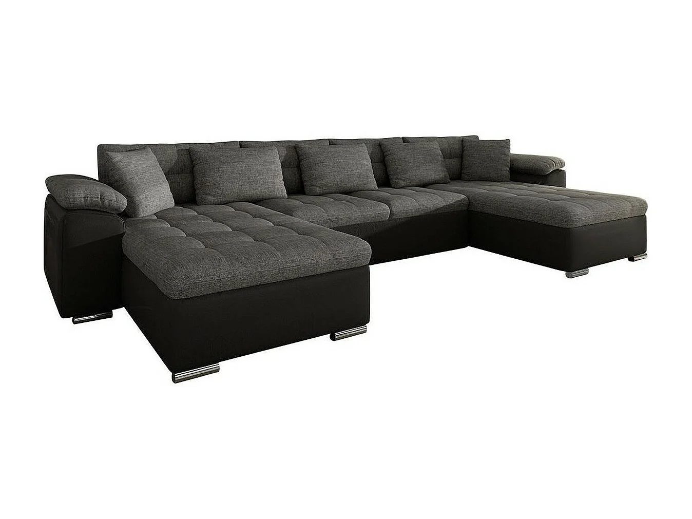 Canapé d'angle Comfivo 111, Gris, Fonction de couchage, 375x155x76cm