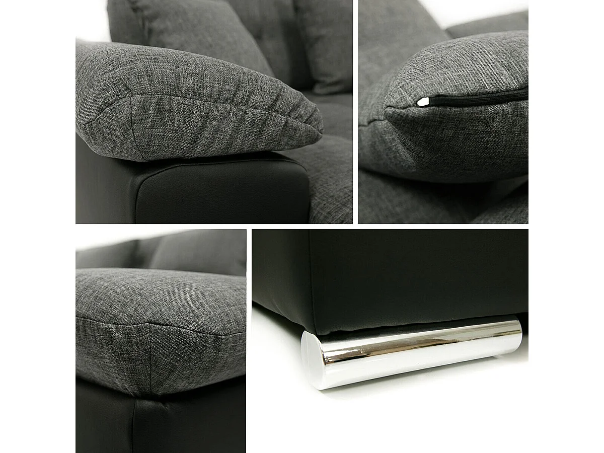 Canapé d'angle Comfivo 111, Gris, Fonction de couchage, 375x155x76cm