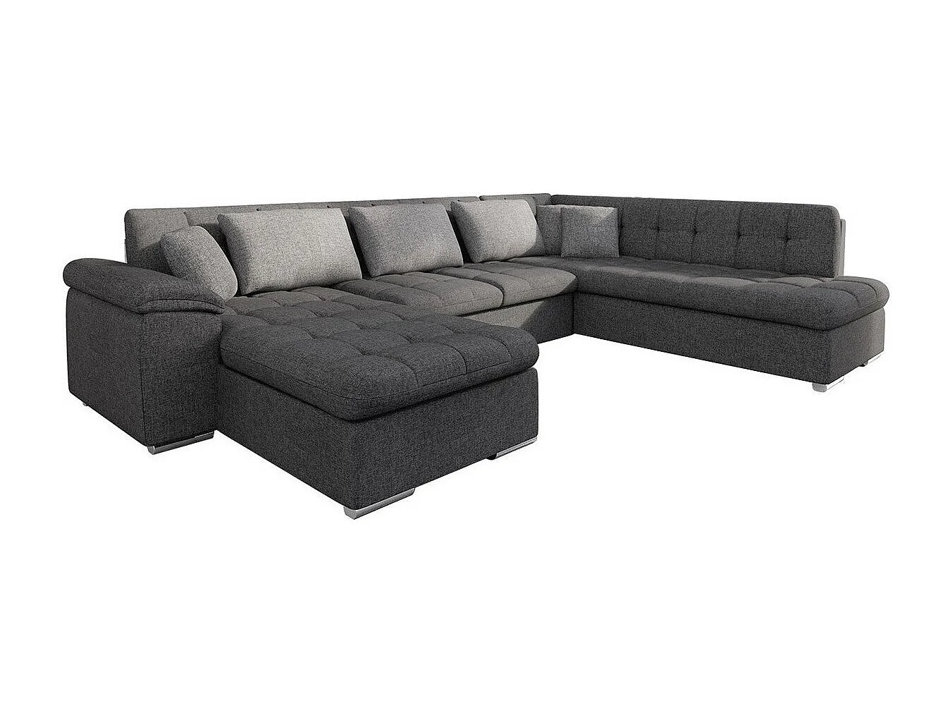 Sofá rinconero Comfivo 140, Gris, Función de descanso, 348x205x76cm