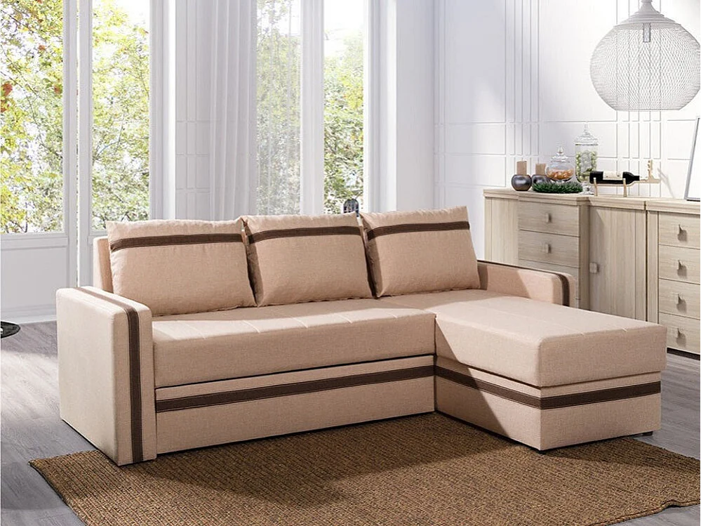 Sofá de canto Providence 166, Castanho claro, Funcionalidade de dormir