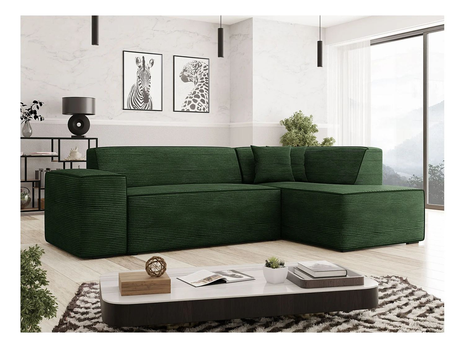Canapé d'angle Comfivo 289, Vert, 267x205x73cm