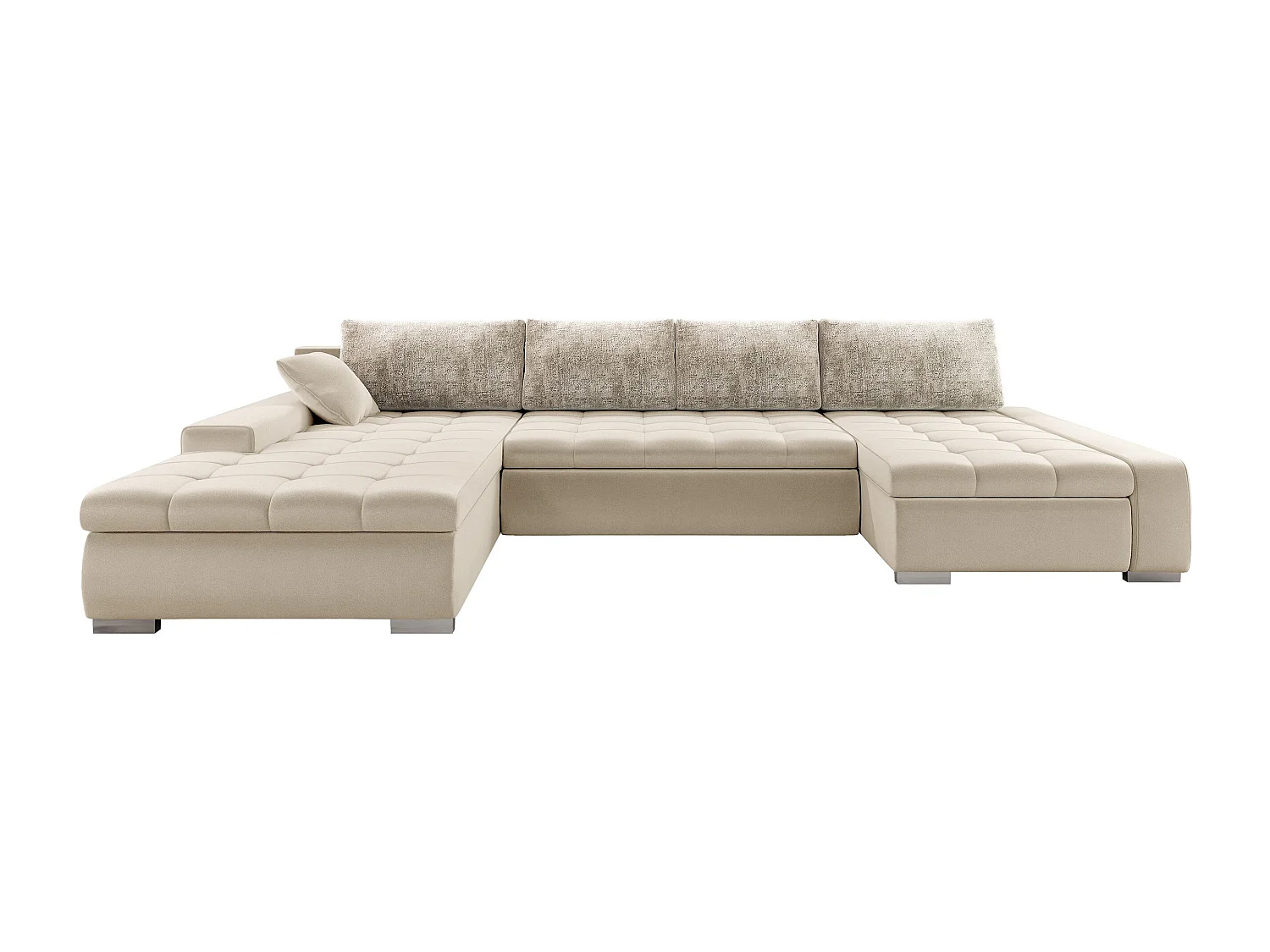 Sofá rinconero Comfivo 248, De color marrón claro, Función de descanso, Almacenaje, 394cm