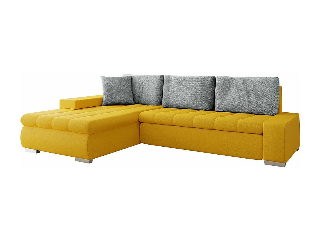 Canapé d'angle Comfivo 147, Jaune, Fonction de couchage, Boîte de literie, 302x213x80cm