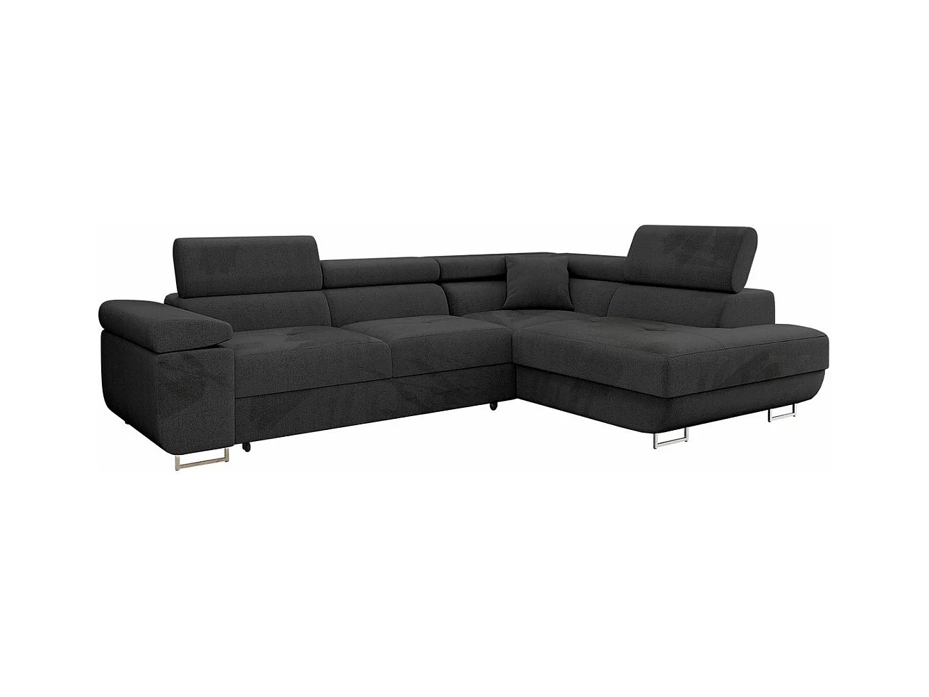 Canapé d'angle Comfivo Eliferu 100, Noir, Fonction de couchage, Boîte de literie, 274cm