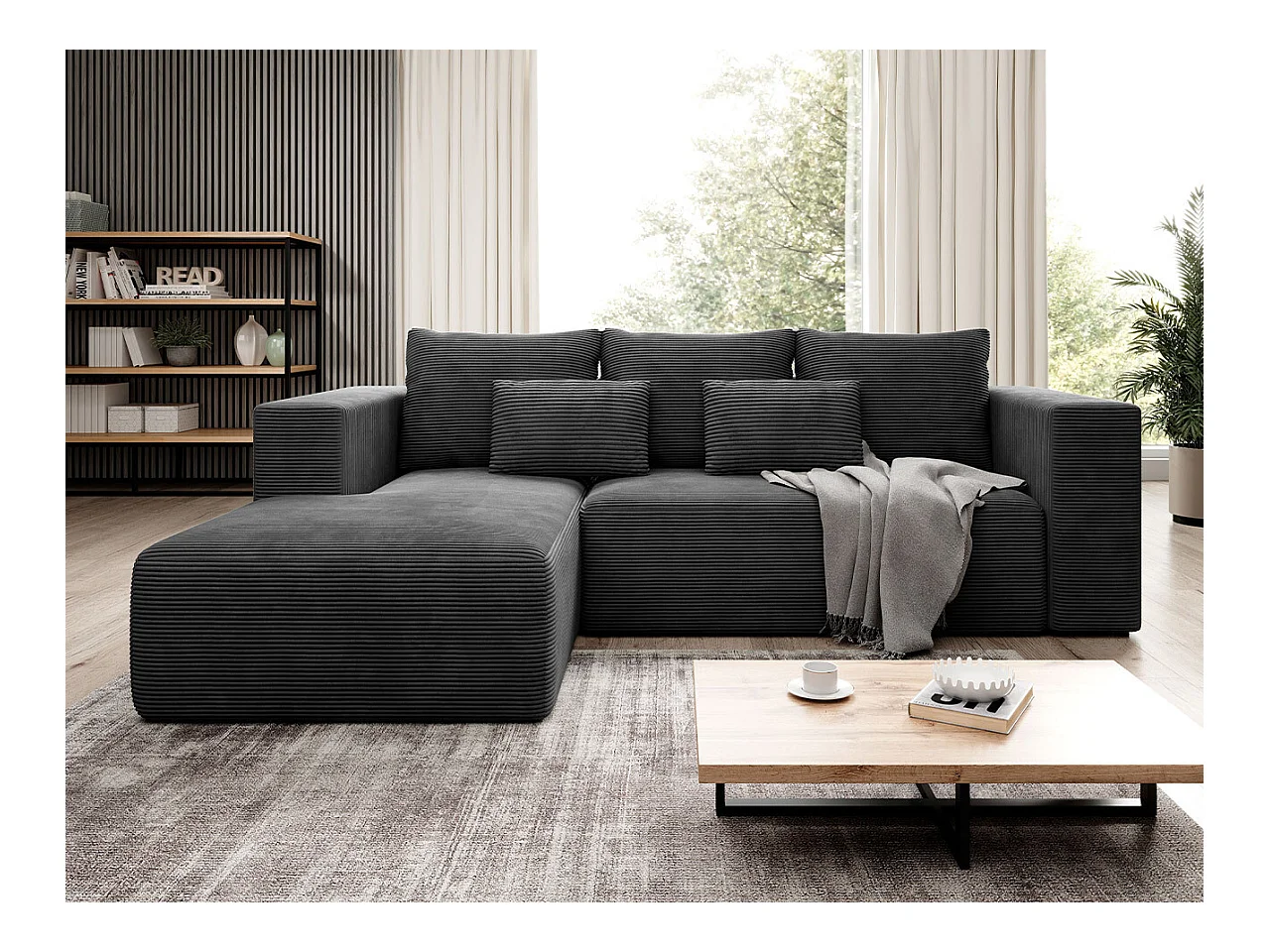 Canapé d'angle Arvada 116, Gris, Fonction de couchage, Boîte de literie, 255x161x91cm