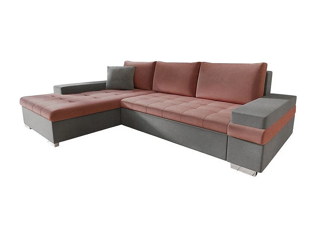 Canapé d'angle Comfivo 121, Rose, Fonction de couchage, Boîte de literie, 274x182x83cm