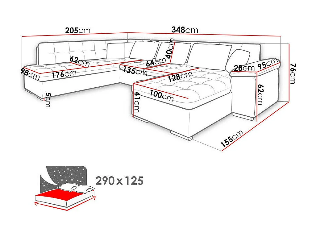 Canapé d'angle Comfivo 114, Marron, Disponible, 348x205x76cm