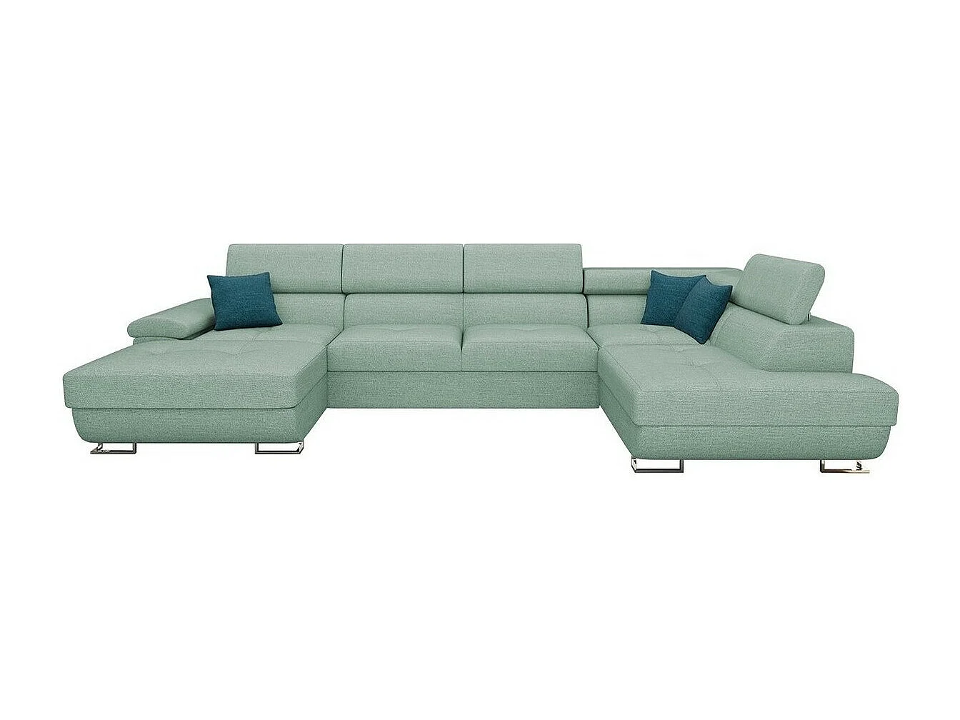 Sofá rinconero Comfivo 241, Turquesa, Función de descanso, Almacenaje, 345x202x71cm