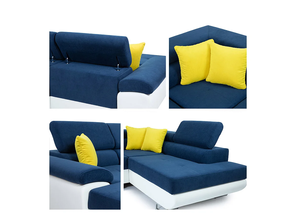 Sofá rinconero Comfivo 241, Turquesa, Función de descanso, Almacenaje, 345x202x71cm