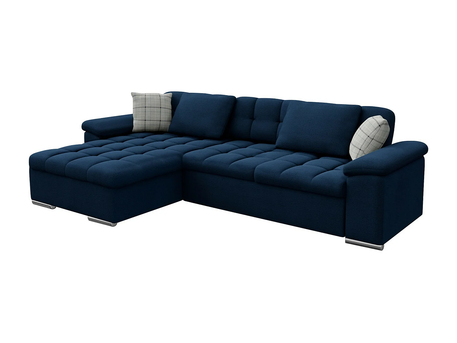 Sofá rinconero Comfivo 107, Azul, Función de descanso, Almacenaje, 280x160x76cm