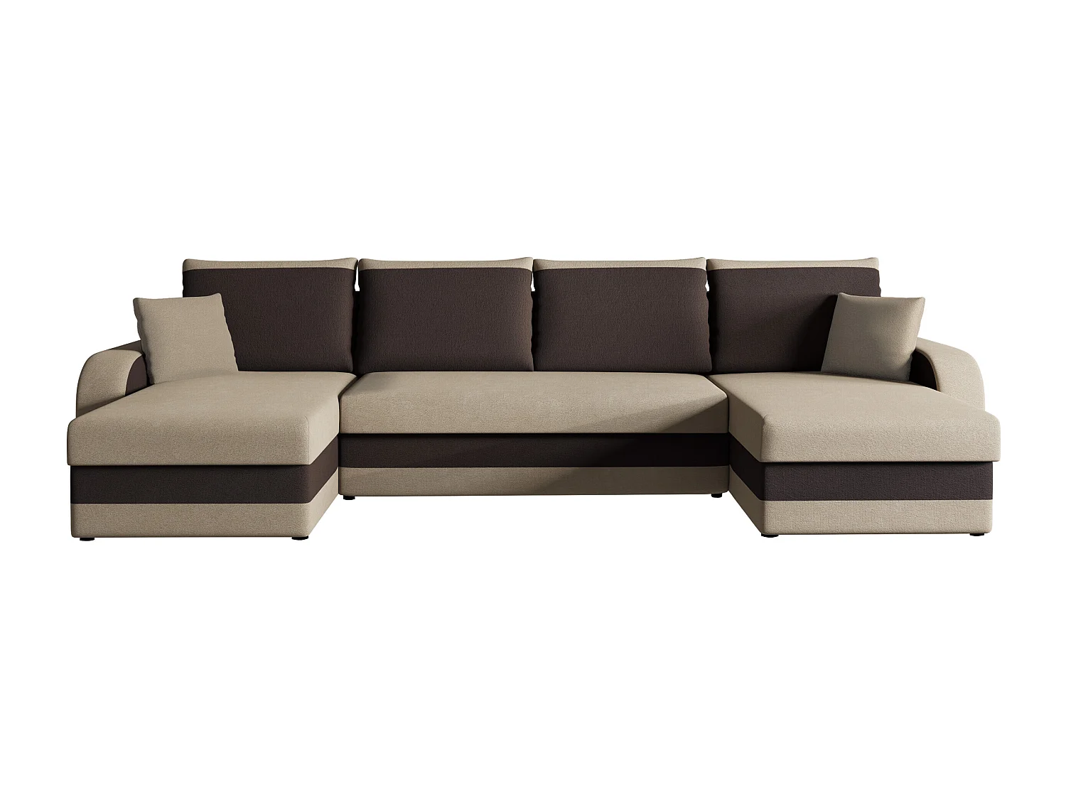 Canapé d'angle Comfivo 233, Brun clair, Fonction de couchage, Boîte de literie, 304x140cm