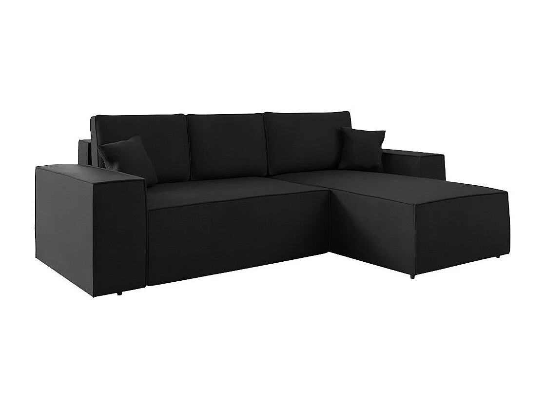 Sofá rinconero Clovis 108, Negro, Función de descanso, Almacenaje, 279x174x94cm