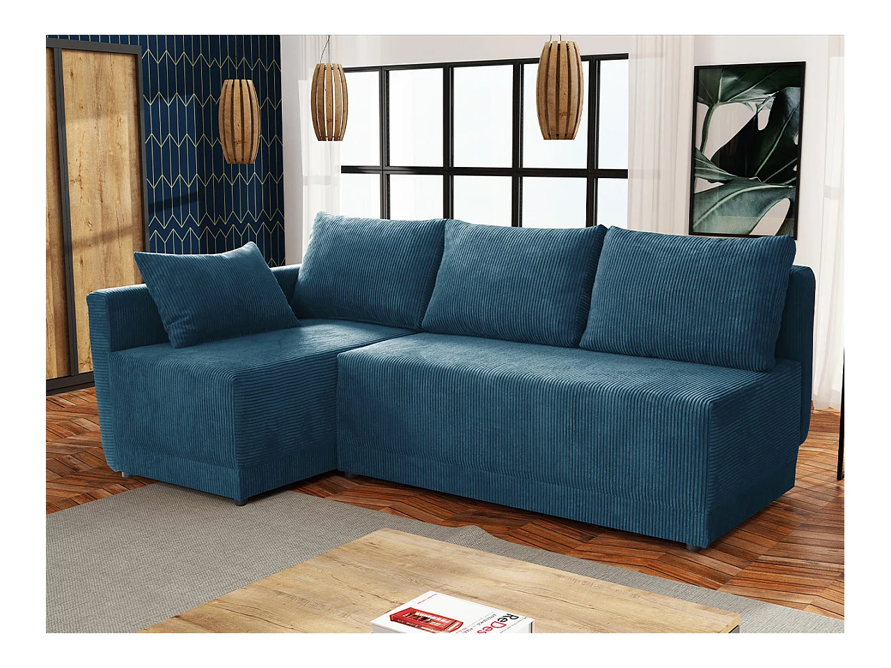 Canapé d'angle Columbus 149, Turquoise, Fonction de couchage, Boîte de literie, 210x135cm