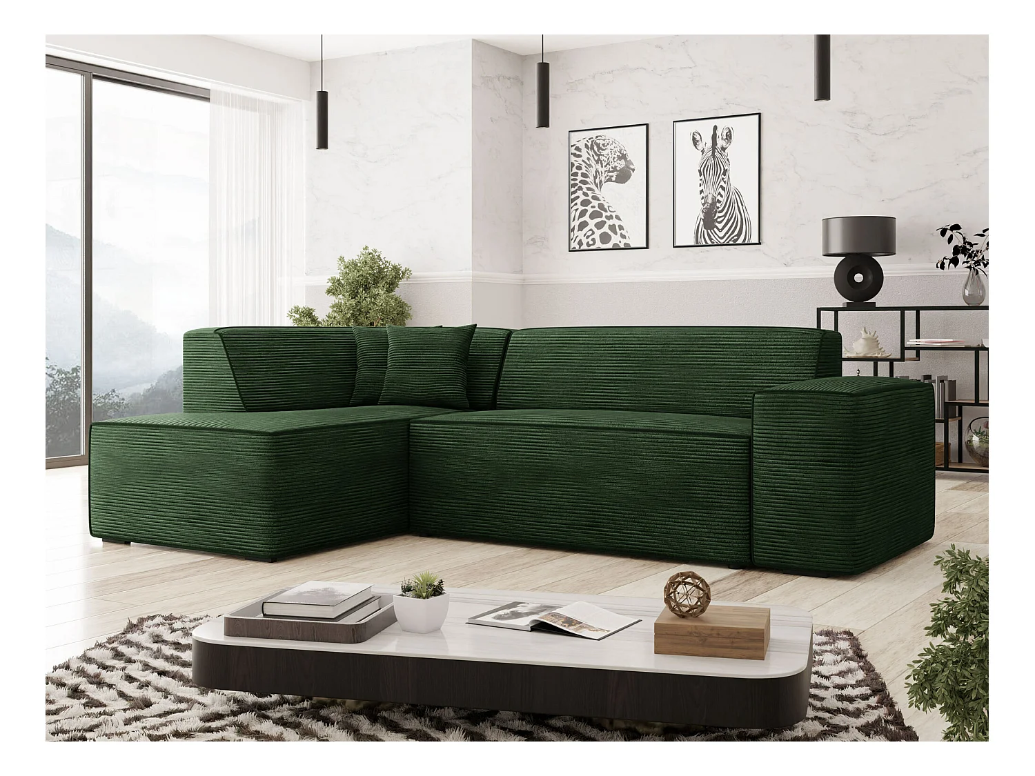 Canapé d'angle Comfivo 289, Vert, 267x205x73cm