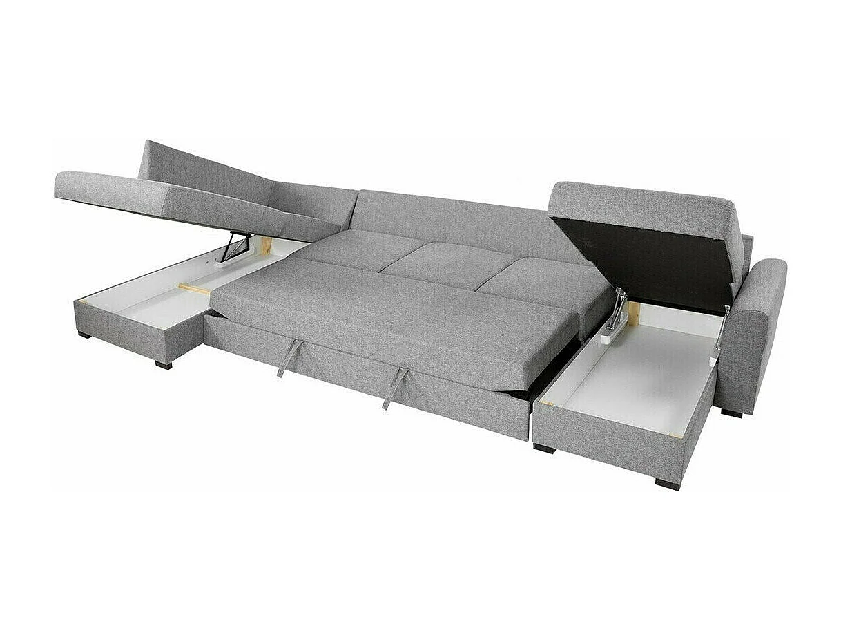 Canapé d'angle Comfivo 191, Rouge, Fonction de couchage, Boîte de literie, 370x186x85cm