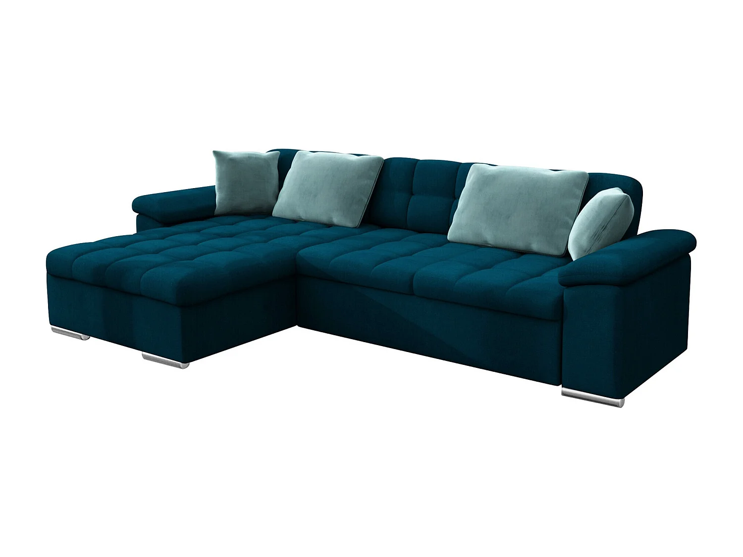Sofá rinconero Comfivo Mica II, Turquesa, Función de descanso, Almacenaje, 280x160x76cm