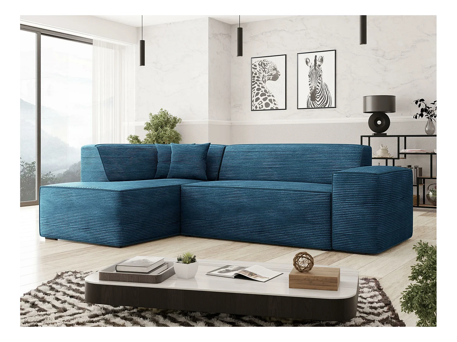 Divano angolare Comfivo 289, Turchese, Senza, 267x205x73cm