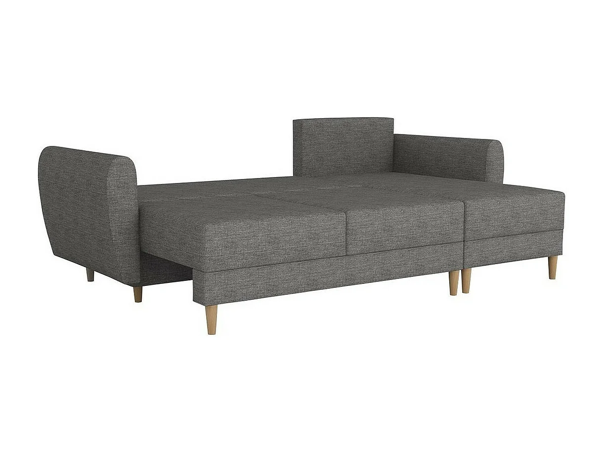 Canapé d'angle Muncie 105, Bleu, Fonction de couchage, Boîte de literie, 235x145x93cm