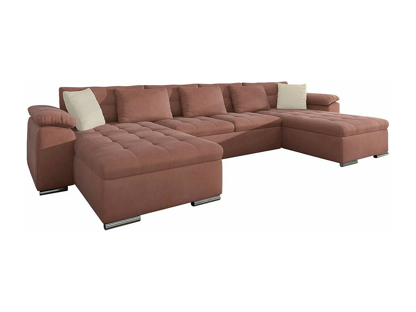 Sofá rinconero Comfivo 111, Rosa, Función de descanso, 375x155x76cm